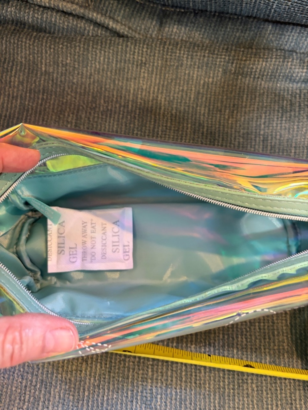 Mary Kay Mint Green and Iridescent Orange Cosmetic Pouch - Picture 4 of 5
